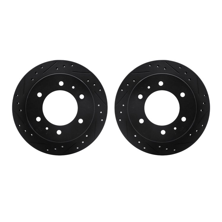 8002-67103 Drilled/Slotted Brake Rotors [Black], 1988-1995 Infiniti/Nissan, Position: Rear