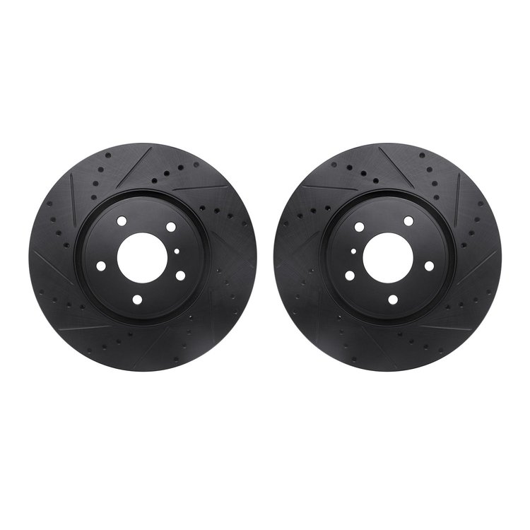 8002-68000 Drilled/Slotted Brake Rotors [Black], 2005-2014 Infiniti/Nissan, Position: Front