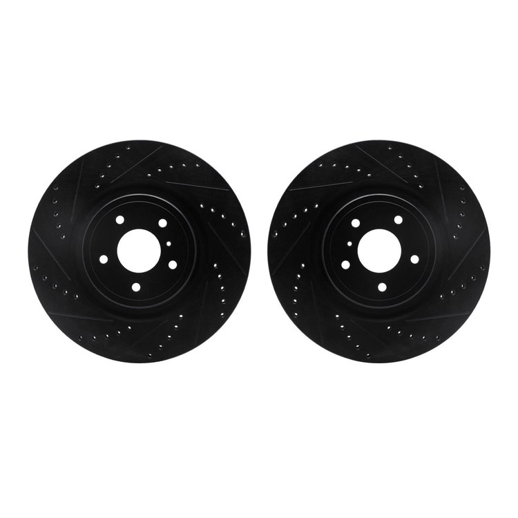 8002-68001 Drilled/Slotted Brake Rotors [Black], Fits Select Infiniti/Nissan, Position: Front