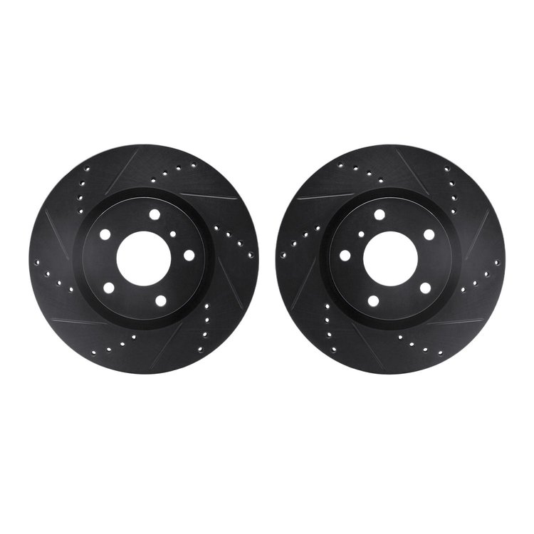 8002-68002 Drilled/Slotted Brake Rotors [Black], 2003-2005 Infiniti/Nissan, Position: Front