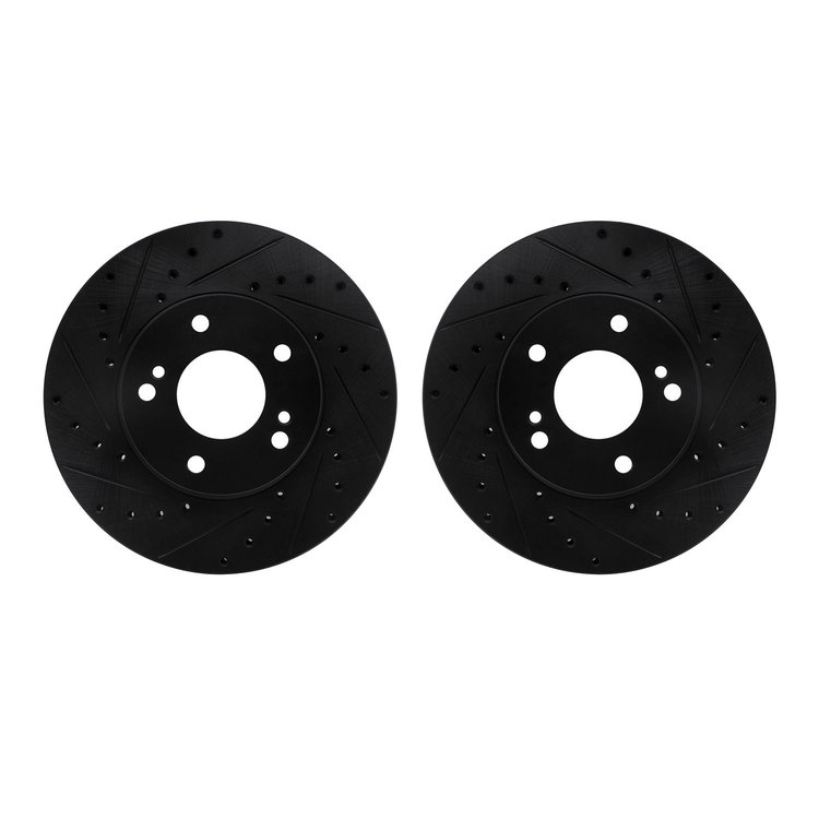 8002-68005 Drilled/Slotted Brake Rotors [Black], 1990-1997 Infiniti/Nissan, Position: Front