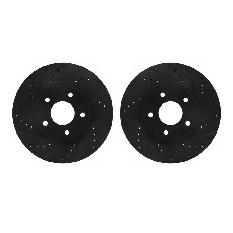 8002-68007 Drilled/Slotted Brake Rotors [Black], 1997-2001 Infiniti/Nissan, Position: Front