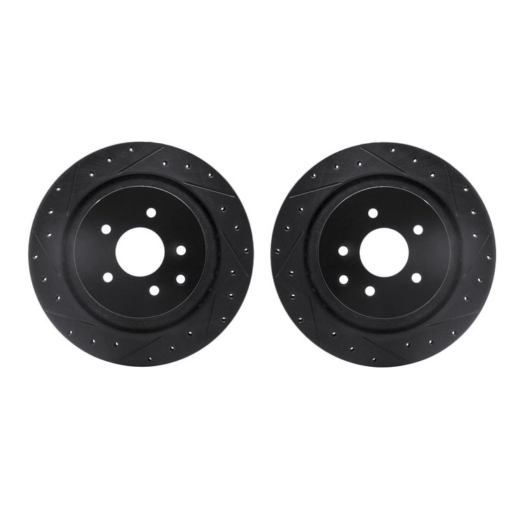 8002-68012 Drilled/Slotted Brake Rotors [Black], 2007-2015 Infiniti/Nissan, Position: Rear
