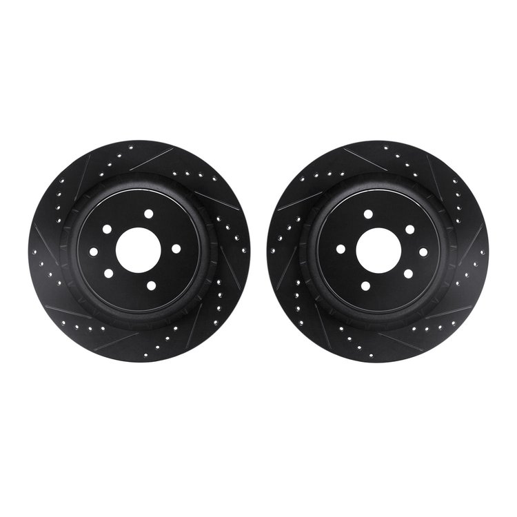 8002-68013 Drilled/Slotted Brake Rotors [Black], 2008-2020 Infiniti/Nissan, Position: Rear