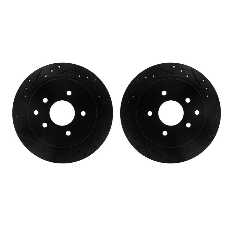 8002-68014 Drilled/Slotted Brake Rotors [Black], 1993-2001 Infiniti/Nissan, Position: Rear