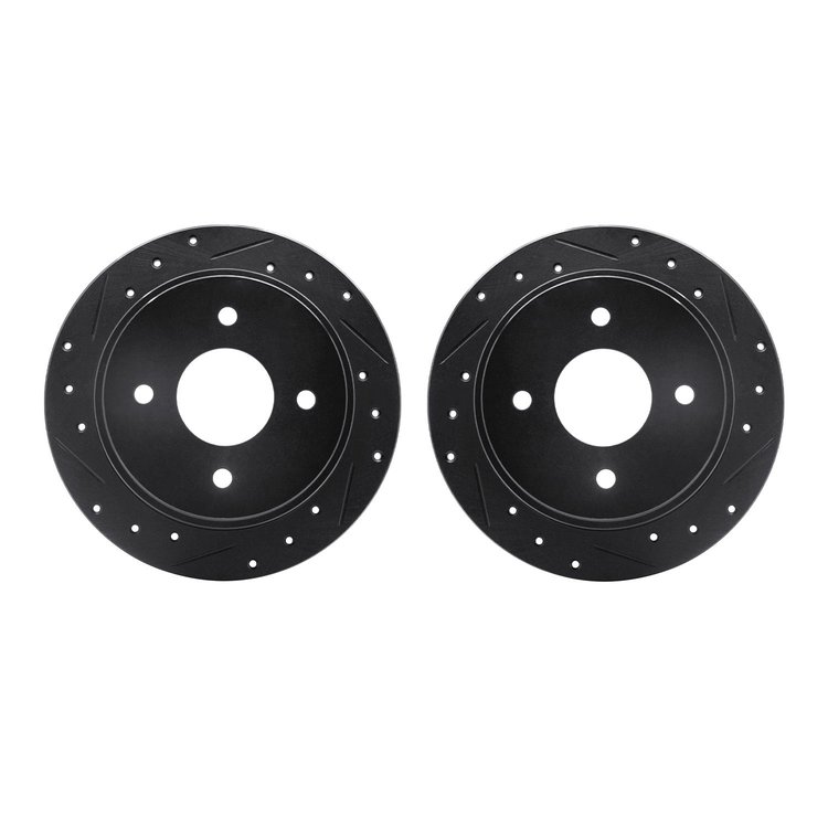 8002-68015 Drilled/Slotted Brake Rotors [Black], 1990-1992 Infiniti/Nissan, Position: Rear
