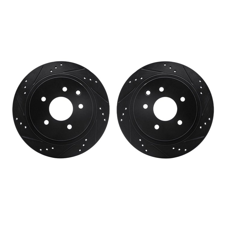 8002-68016 Drilled/Slotted Brake Rotors [Black], 2002-2006 Infiniti/Nissan, Position: Rear