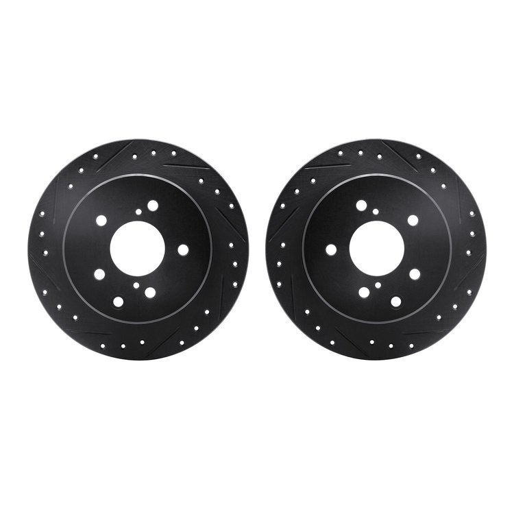 8002-68017 Drilled/Slotted Brake Rotors [Black], 1990-1996 Infiniti/Nissan, Position: Rear