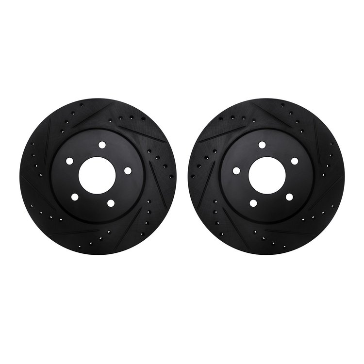 8002-68018 Drilled/Slotted Brake Rotors [Black], Fits Select Infiniti/Nissan, Position: Rear