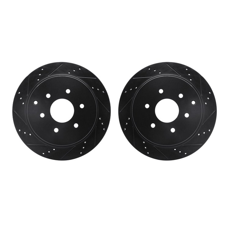 8002-68019 Drilled/Slotted Brake Rotors [Black], Fits Select Infiniti/Nissan, Position: Rear