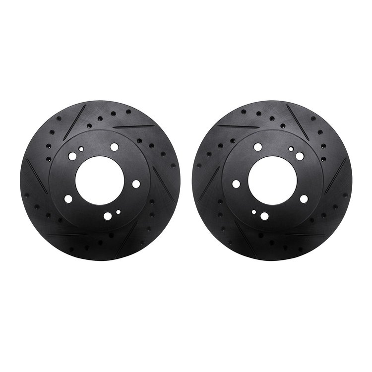 8002-72001 Drilled/Slotted Brake Rotors [Black], 1983-1989 Multiple Makes/Models, Position: Front