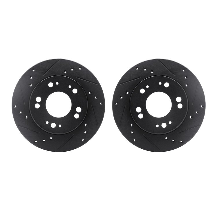8002-72002 Drilled/Slotted Brake Rotors [Black], 1990-2005 Multiple Makes/Models, Position: Front