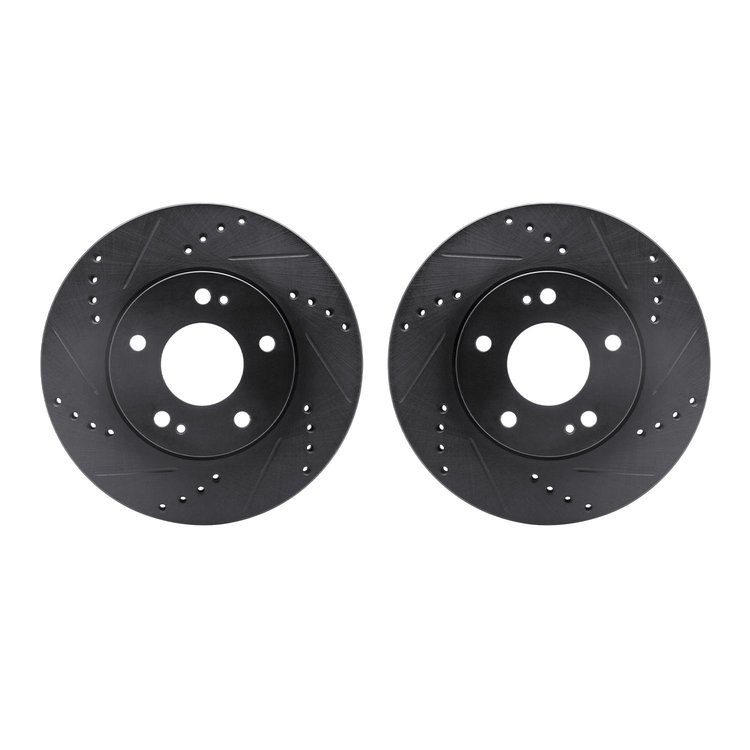 8002-72003 Drilled/Slotted Brake Rotors [Black], 2000-2012 Multiple Makes/Models, Position: Front