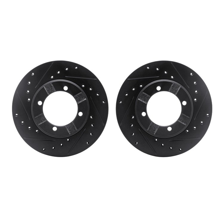 8002-72006 Drilled/Slotted Brake Rotors [Black], 1983-1991 Multiple Makes/Models, Position: Front
