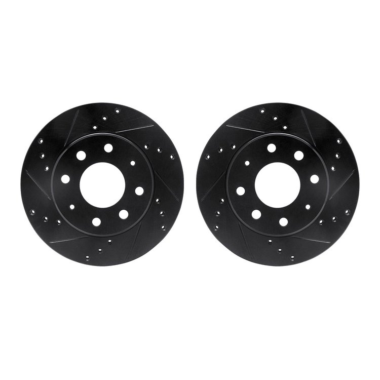 8002-72011 Drilled/Slotted Brake Rotors [Black], 1988-2007 Multiple Makes/Models, Position: Front