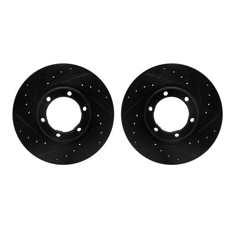 8002-72016 Drilled/Slotted Brake Rotors [Black], 1987-1989 Multiple Makes/Models, Position: Front