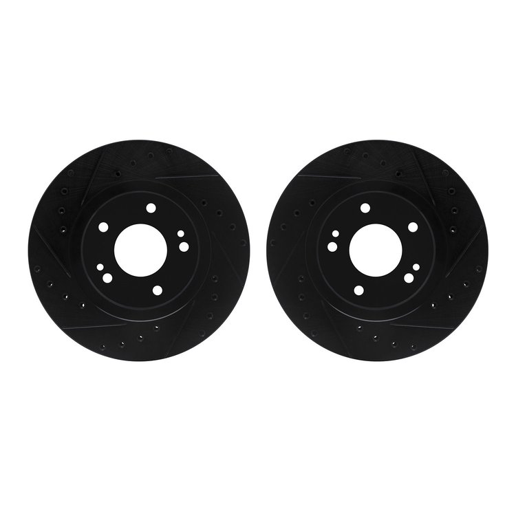 8002-72019 Drilled/Slotted Brake Rotors [Black], 1991-1993 Multiple Makes/Models, Position: Front