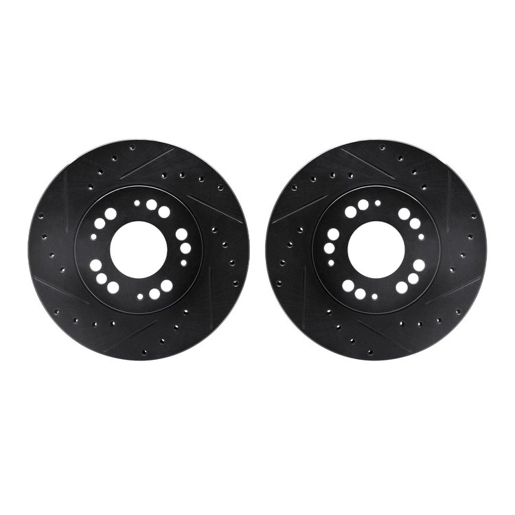 8002-72020 Drilled/Slotted Brake Rotors [Black], 1991-2004 Multiple Makes/Models, Position: Front