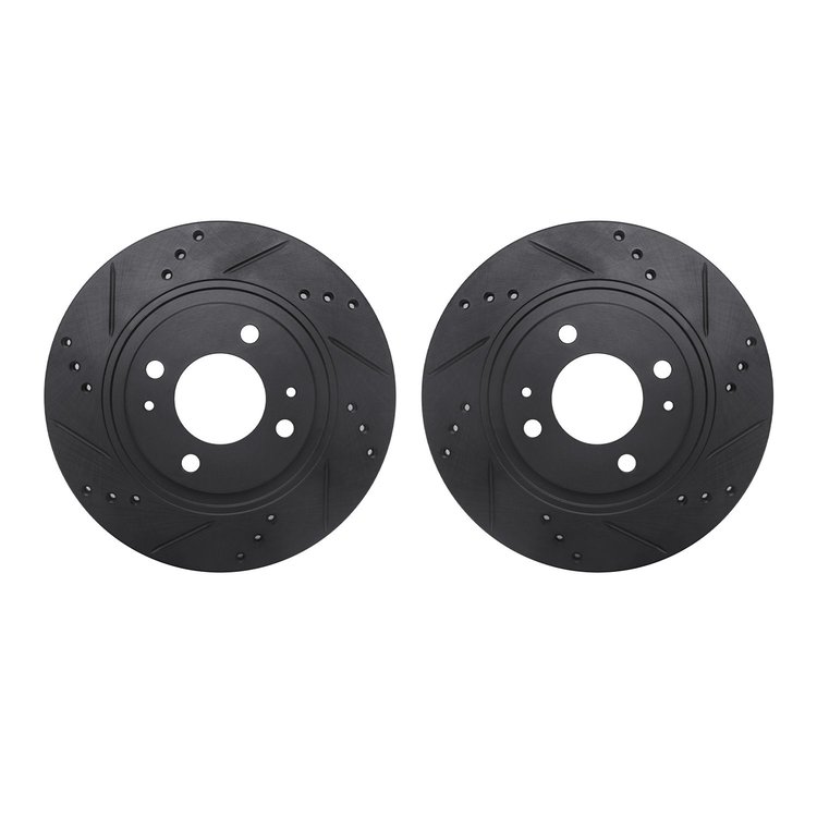 8002-72027 Drilled/Slotted Brake Rotors [Black], 2012-2017 Mitsubishi, Position: Front