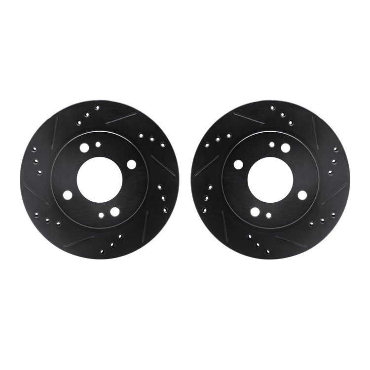 8002-72034 Drilled/Slotted Brake Rotors [Black], 2014-2015 Mitsubishi, Position: Front
