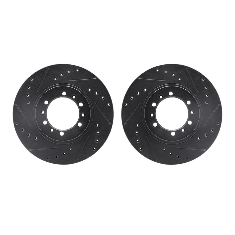 8002-72035 Drilled/Slotted Brake Rotors [Black], 1990-2004 Mitsubishi, Position: Front