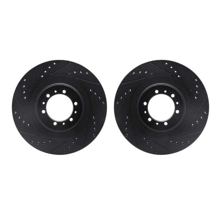 8002-72037 Drilled/Slotted Brake Rotors [Black], 1998-2004 Mitsubishi, Position: Front