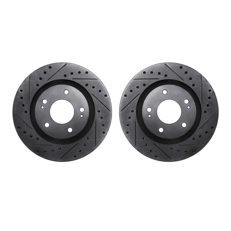 8002-72039 Drilled/Slotted Brake Rotors [Black], Fits Select Mitsubishi, Position: Front