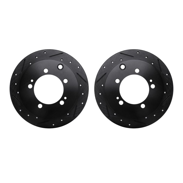 8002-72044 Drilled/Slotted Brake Rotors [Black], 1994-2007 Multiple Makes/Models, Position: Rear