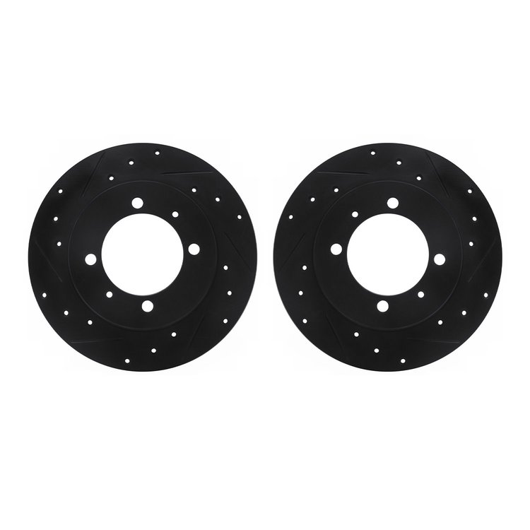 8002-72045 Drilled/Slotted Brake Rotors [Black], 1988-1993 Multiple Makes/Models, Position: Rear