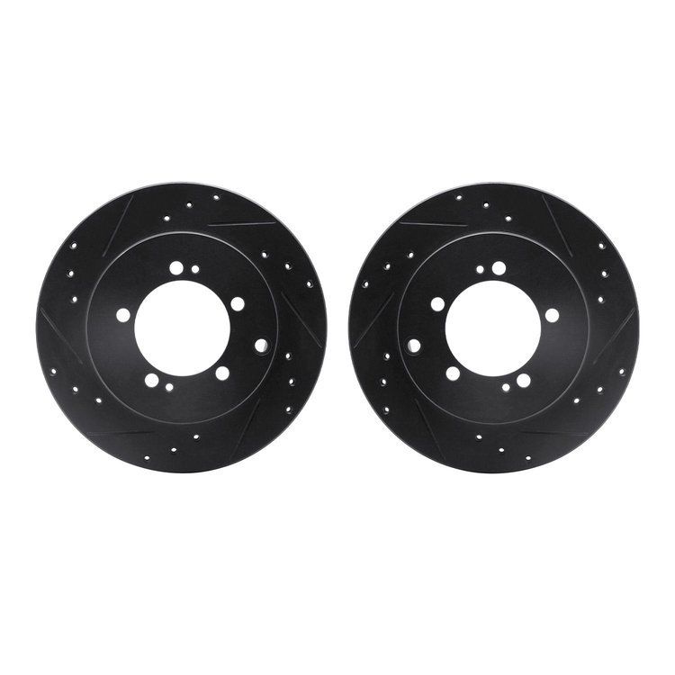 8002-72048 Drilled/Slotted Brake Rotors [Black], 1991-1993 Multiple Makes/Models, Position: Rear