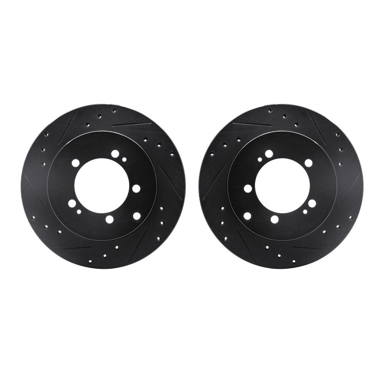 8002-72052 Drilled/Slotted Brake Rotors [Black], 1994-1995 Multiple Makes/Models, Position: Rear