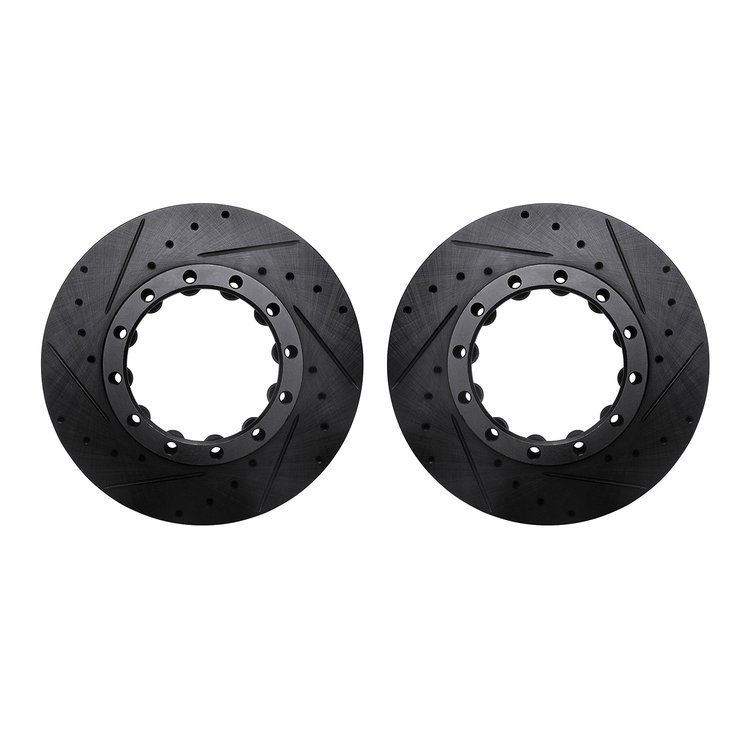 8002-72053 Drilled/Slotted Brake Rotors [Black], 2005-2020 Multiple Makes/Models, Position: Rear