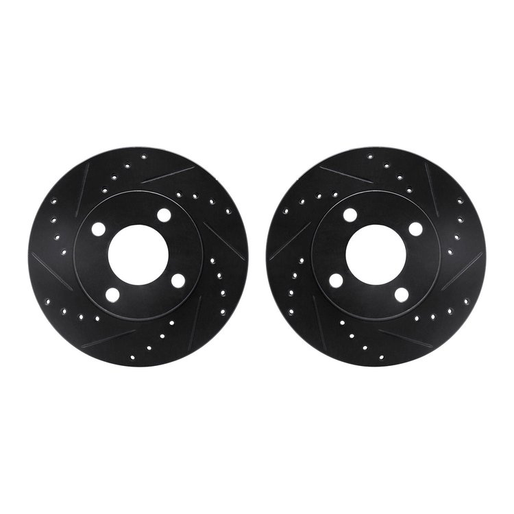8002-73000 Drilled/Slotted Brake Rotors [Black], 1978-1992 Audi/Volkswagen, Position: Front
