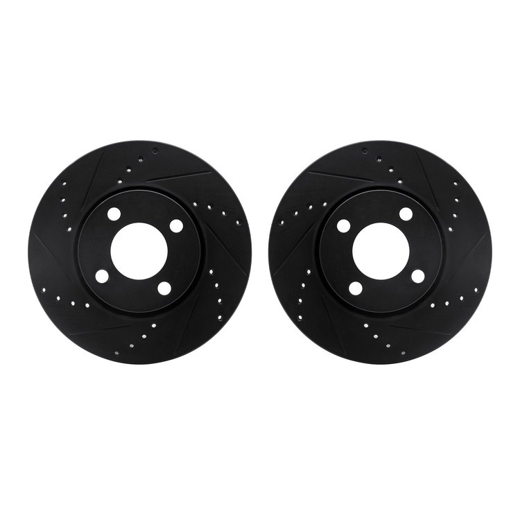 8002-73006 Drilled/Slotted Brake Rotors [Black], 1990-1998 Audi/Volkswagen, Position: Front