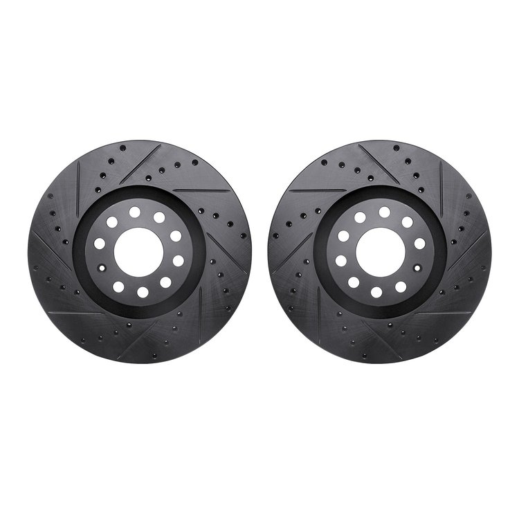 8002-73009 Drilled/Slotted Brake Rotors [Black], 1998-2009 Audi/Volkswagen, Position: Front