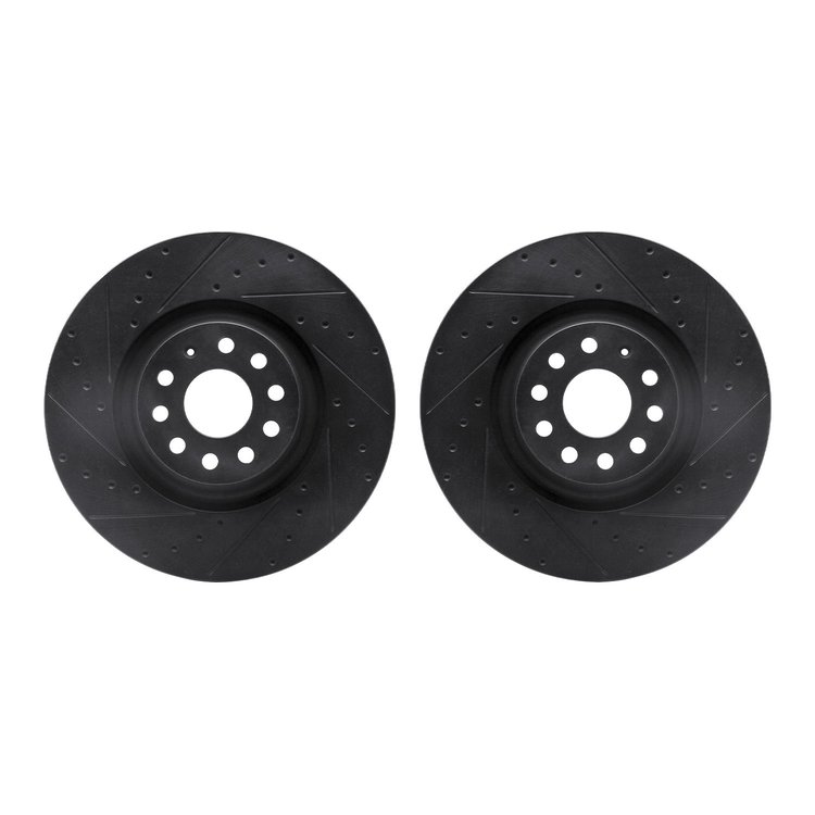 8002-73038 Drilled/Slotted Brake Rotors [Black], Fits Select Multiple Makes/Models, Position: Front