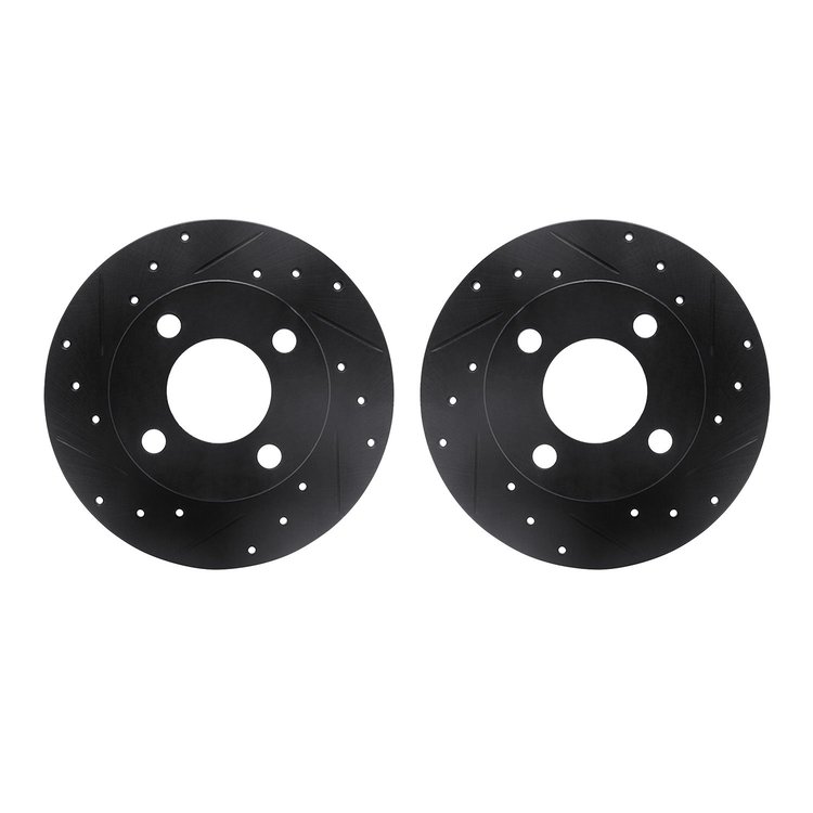 8002-73039 Drilled/Slotted Brake Rotors [Black], 1989-1991 Audi/Volkswagen, Position: Rear