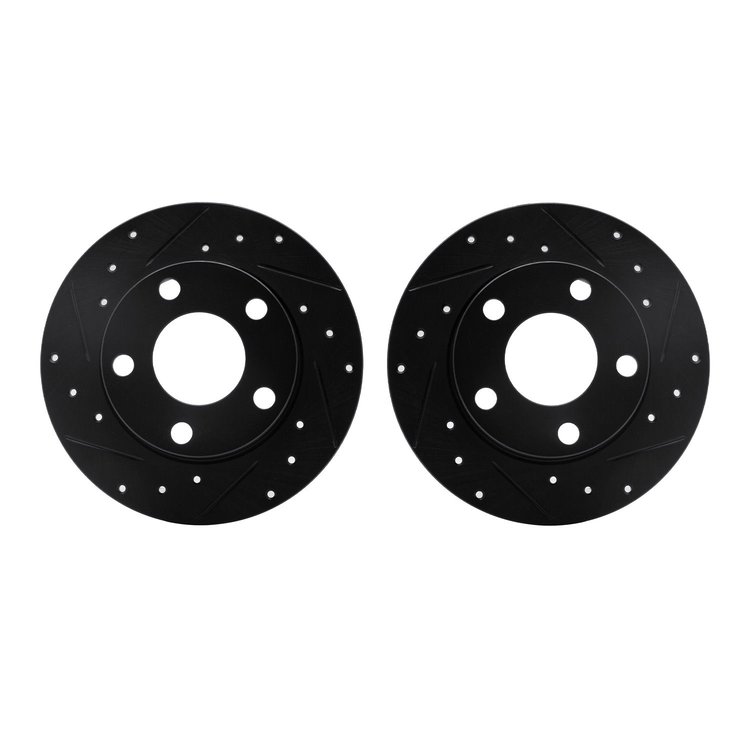 8002-73042 Drilled/Slotted Brake Rotors [Black], 1986-2000 Audi/Volkswagen, Position: Rear