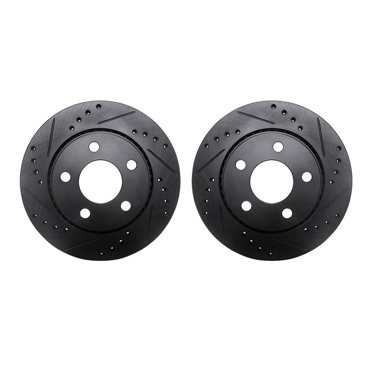 8002-73043 Drilled/Slotted Brake Rotors [Black], 1986-1991 Audi/Volkswagen, Position: Rear