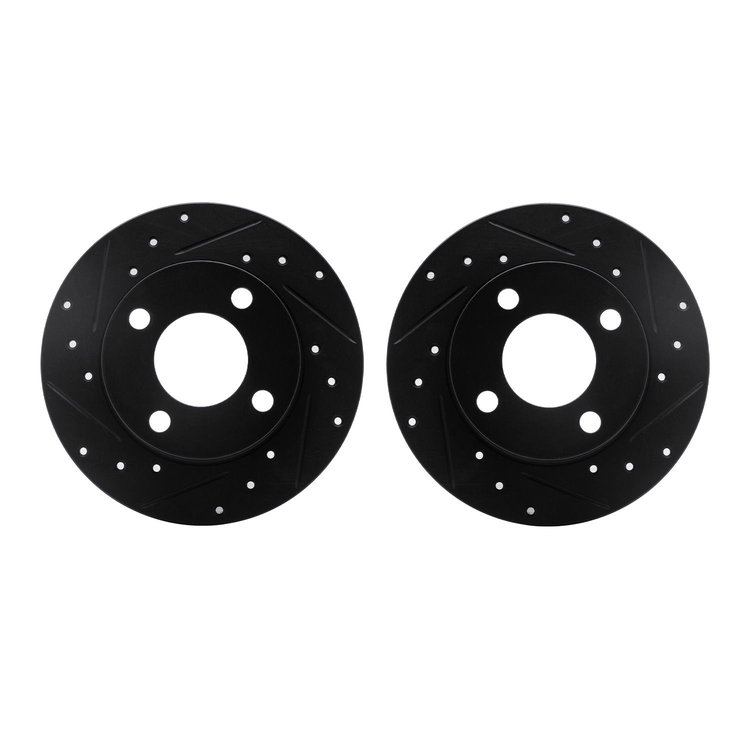 8002-73045 Drilled/Slotted Brake Rotors [Black], 1982-1998 Audi/Volkswagen, Position: Rear