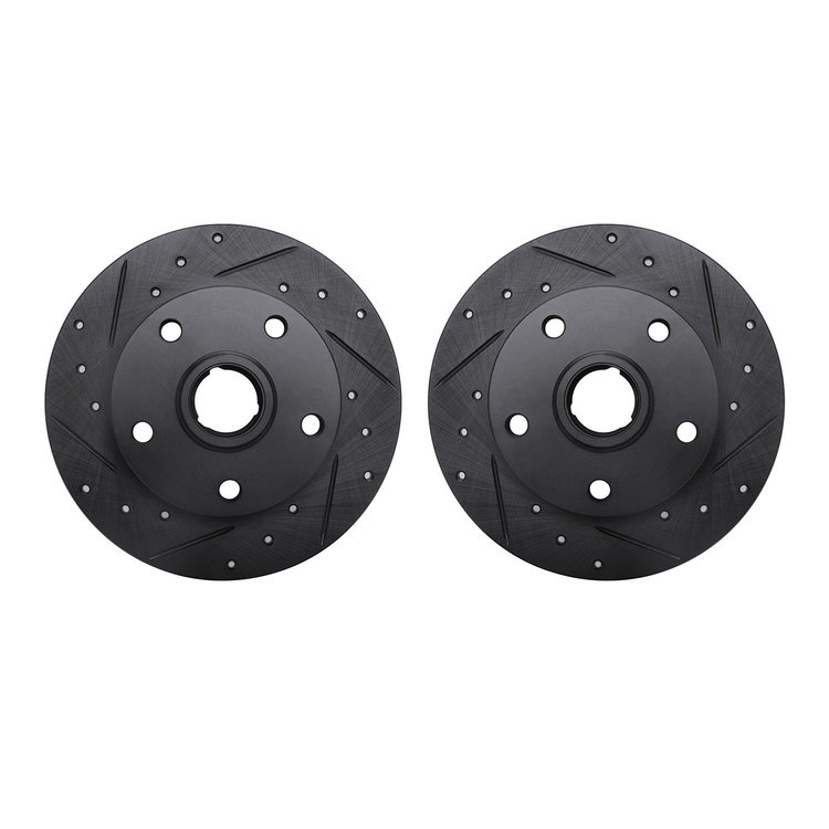 8002-73046 Drilled/Slotted Brake Rotors [Black], 1996-2008 Audi/Volkswagen, Position: Rear
