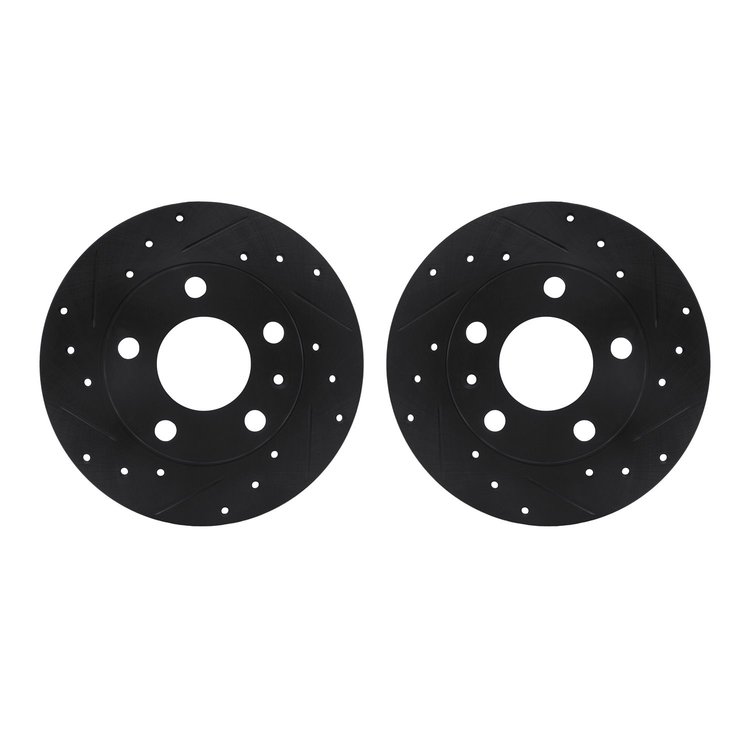 8002-73049 Drilled/Slotted Brake Rotors [Black], 2002-2006 Audi/Volkswagen, Position: Rear