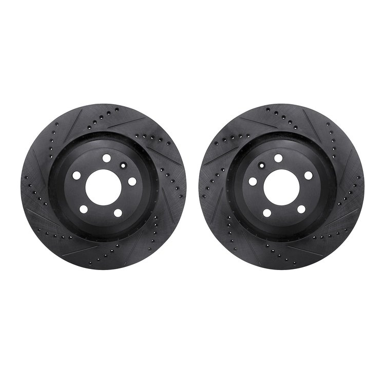 8002-73057 Drilled/Slotted Brake Rotors [Black], 2005-2011 Audi/Volkswagen, Position: Rear