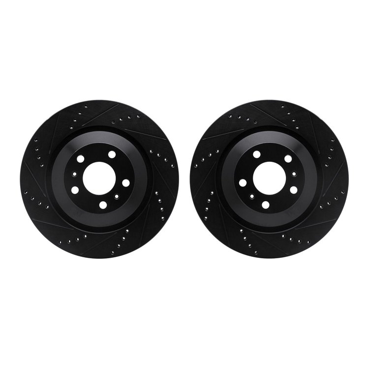 8002-73060 Drilled/Slotted Brake Rotors [Black], 2004-2018 Multiple Makes/Models, Position: Rear