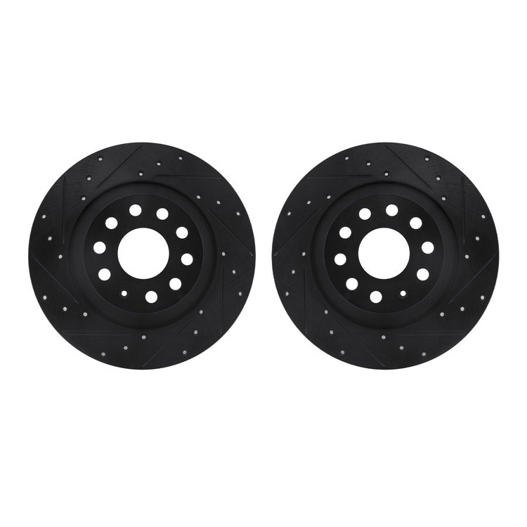 8002-73063 Drilled/Slotted Brake Rotors [Black], Fits Select Audi/Volkswagen, Position: Rear