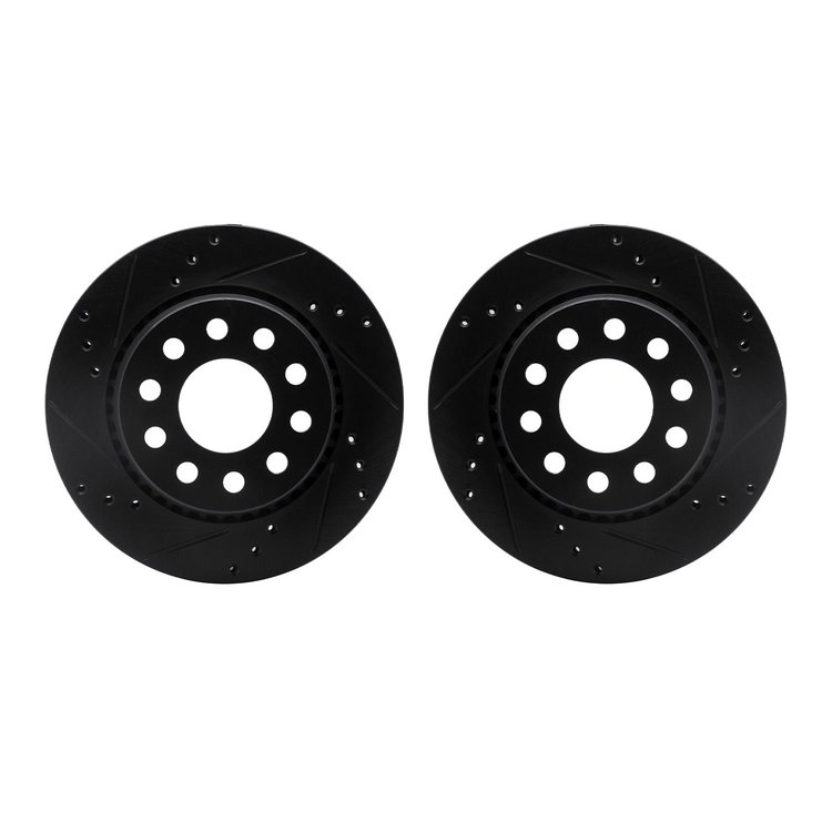 8002-73065 Drilled/Slotted Brake Rotors [Black], 1990-1997 Audi/Volkswagen, Position: Rear