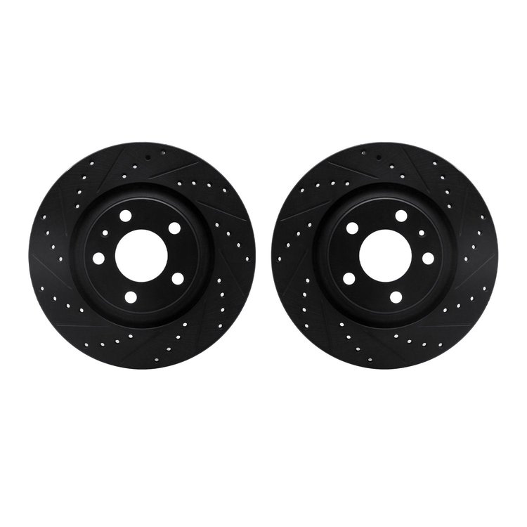 8002-73067 Drilled/Slotted Brake Rotors [Black], 2004-2009 Audi/Volkswagen, Position: Rear