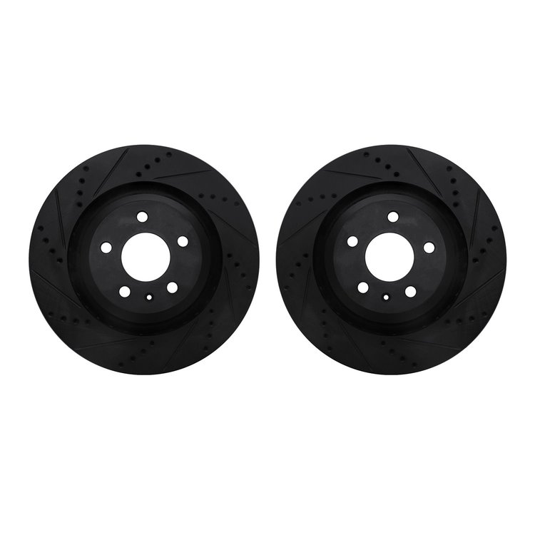 8002-73068 Drilled/Slotted Brake Rotors [Black], 2007-2011 Audi/Volkswagen, Position: Rear