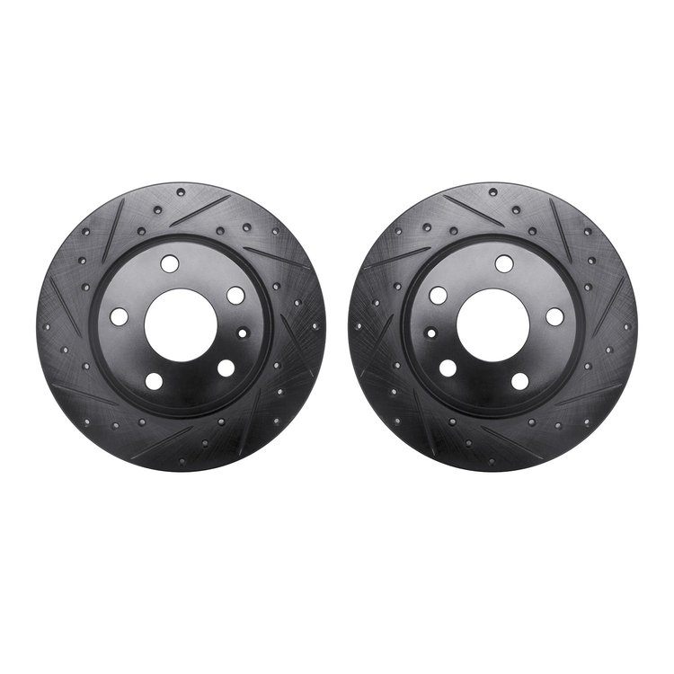 8002-73069 Drilled/Slotted Brake Rotors [Black], 2008-2015 Audi/Volkswagen, Position: Rear