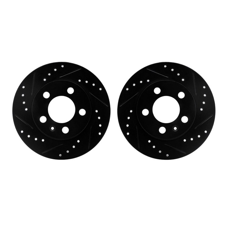 8002-73070 Drilled/Slotted Brake Rotors [Black], 2001-2006 Audi/Volkswagen, Position: Rear